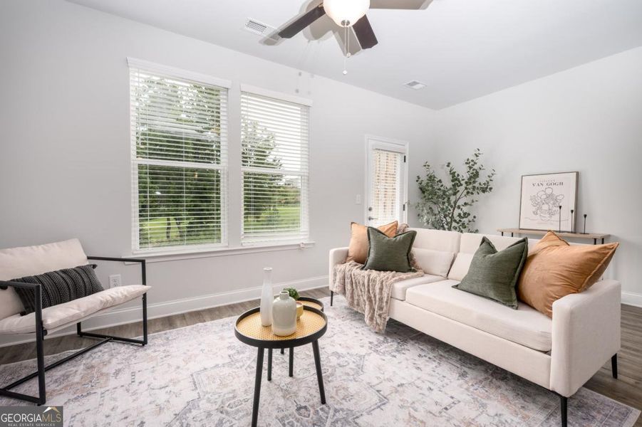 Furnished interior view inside a new home in Chimney Oaks Townhomes, Homer (Image 8). Furnished interior view inside a new home in Chimney Oaks Townhomes, Homer (Image 8).