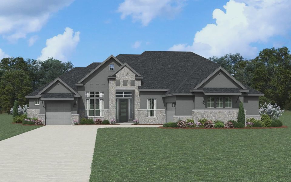 Representative exterior photo of a completed home built from the Bethany by Chesmar Homes in Heimer Estates at Garden Ridge, Fulshear, TX (Image 20).