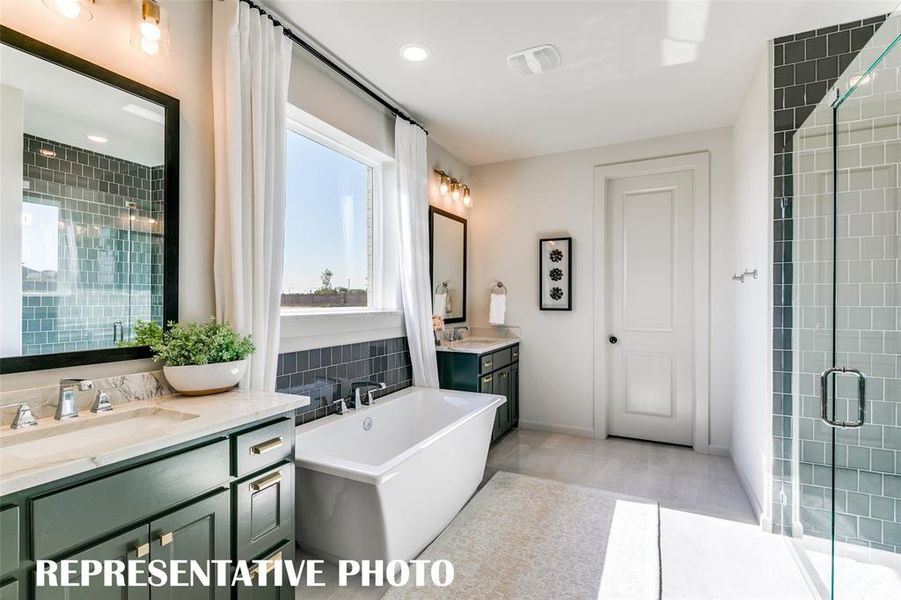 Owner's baths with plenty of room for two are abundant in our new homes!  REPRESENTATIVE PHOTO