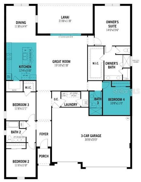 2D floor plan layout of this home in Waterbrooke, Clermont, FL (Image 2).