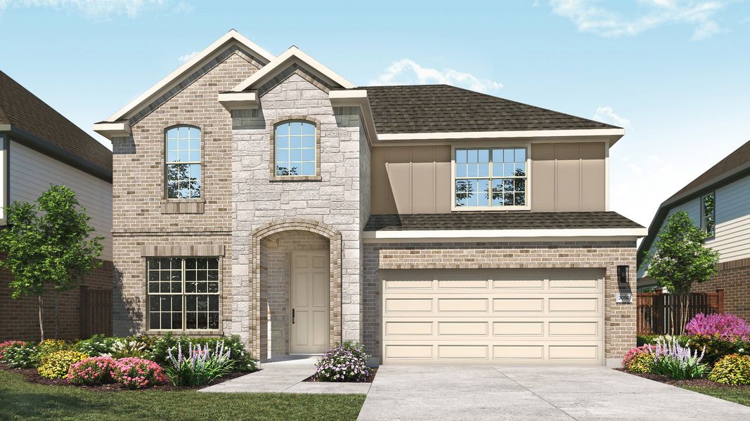Front exterior of a new home in Veranda, San Antonio, TX, highlighting curb appeal (Image 7).
