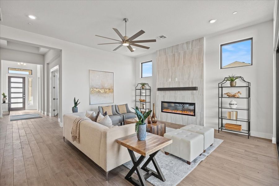 Representative furnished interior of a home built from the Bradley by Chesmar Homes in Sweetwater, Austin (Image 9).