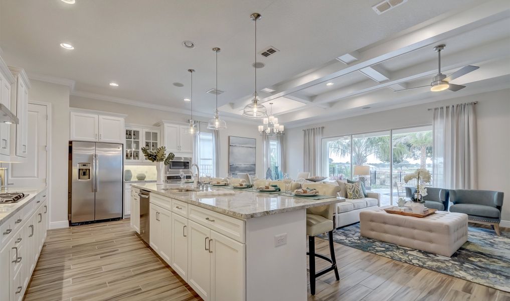 Kitchen with pendant lighting