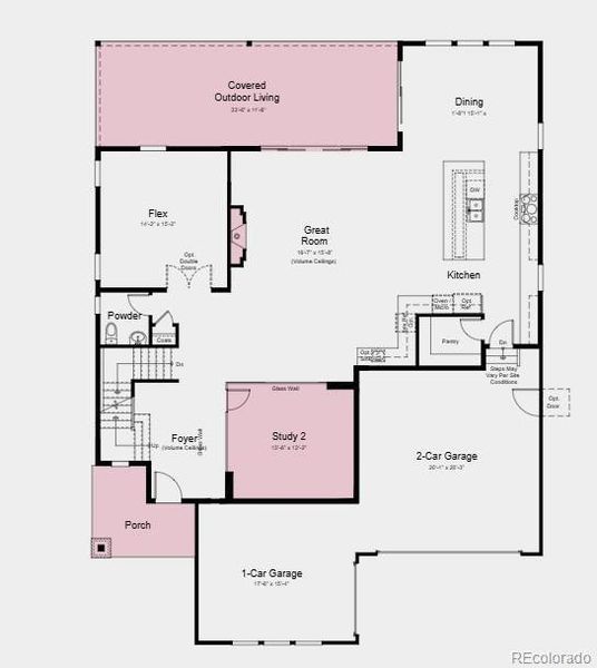 2D floor plan layout of this home in Hillside at Crystal Valley Destination Collection, Castle Rock, CO (Image 5).
