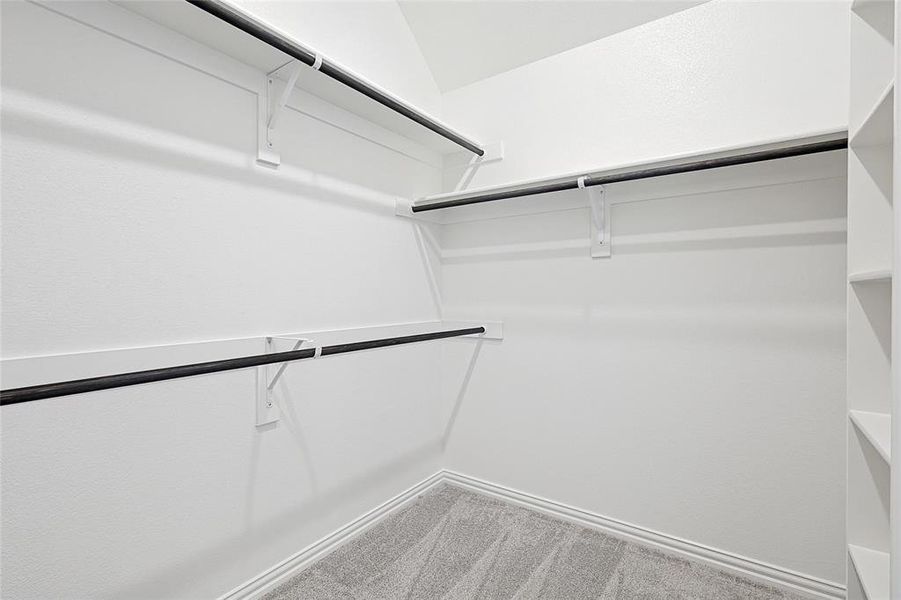 Spacious closet with carpet floors