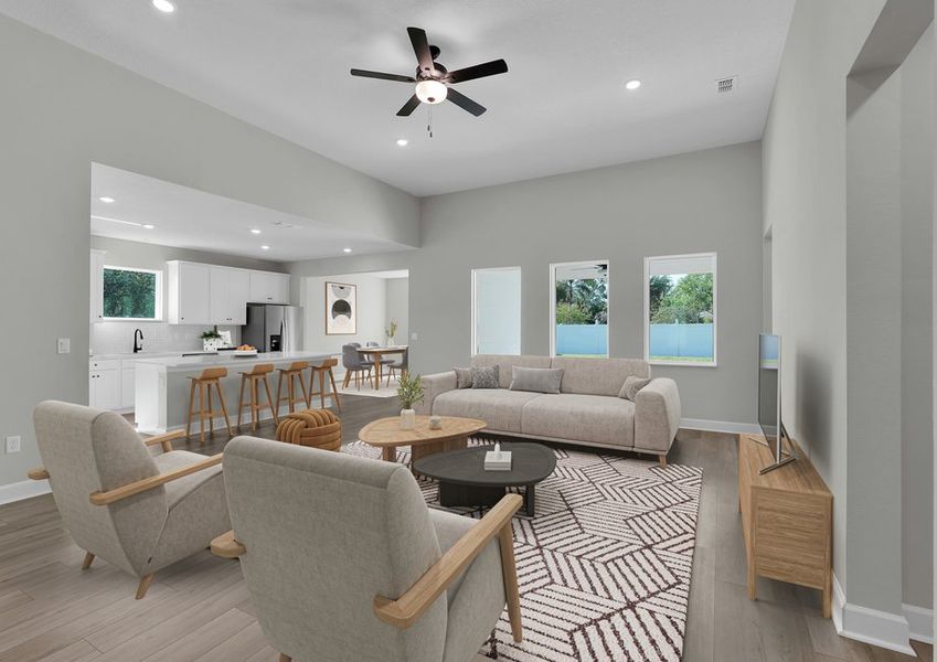 Cozy up with a good book in the family room