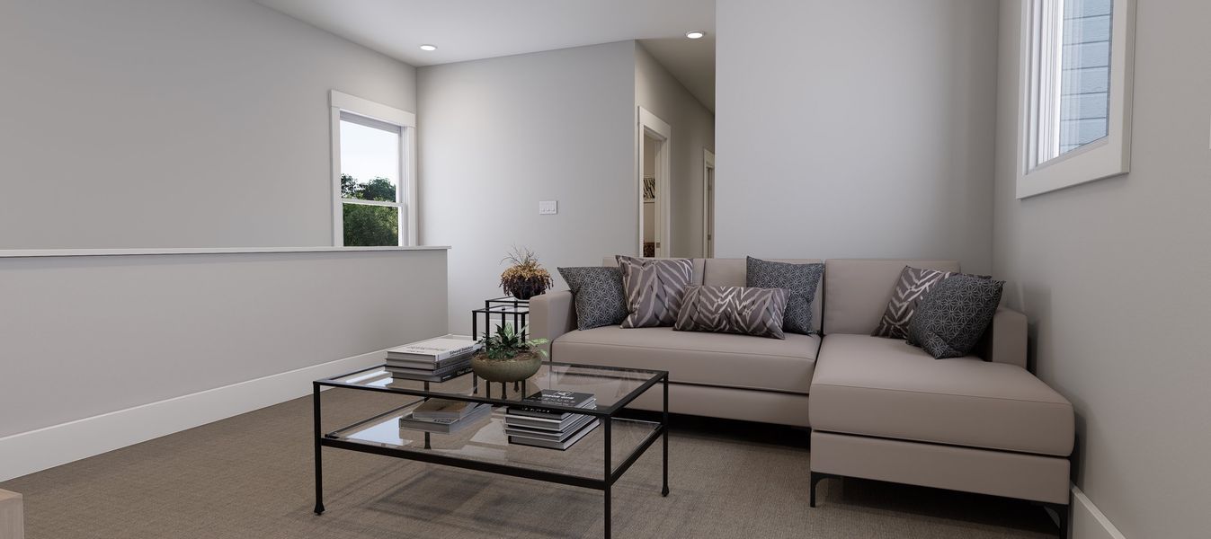 Representative furnished interior of a home built from the Willow by Baker Residential in Atwater Station - Village Collection, Fuquay Varina (Image 29).