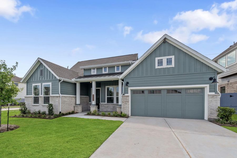 Representative exterior photo of a completed home built from the Malibu – 60′ Lot by Chesmar Homes in Fulshear Lakes, Fulshear, TX (Image 19). Representative exterior photo of a completed home built from the Malibu – 60′ Lot by Chesmar Homes in Fulshear Lakes, Fulshear, TX (Image 19).