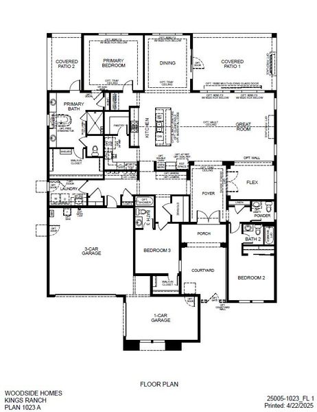 2D floor plan layout of this home in Estates at Kings Ranch, Gold Canyon, AZ (Image 4).