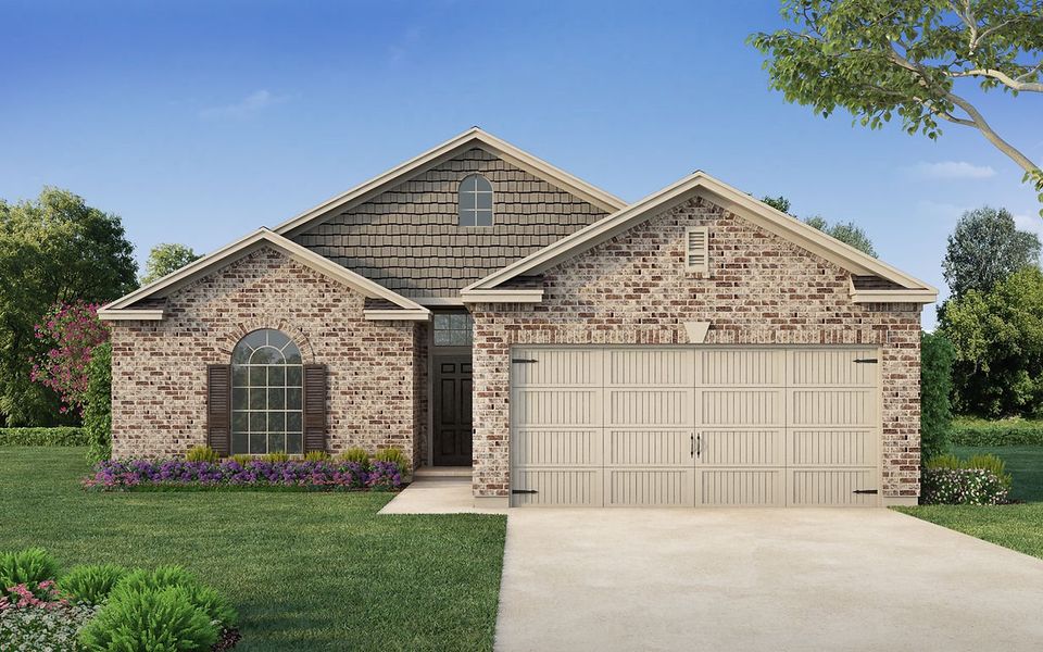 Representative exterior photo of a completed home built from the Caldwell by Kendall Homes in Russell Ranch, Bay City, TX (Image 5). Representative exterior photo of a completed home built from the Caldwell by Kendall Homes in Russell Ranch, Bay City, TX (Image 5).