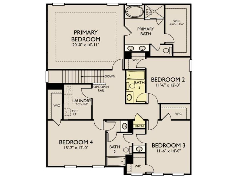 2D floor plan layout of this home in Arbors at Richland Creek, Buford, GA (Image 5).