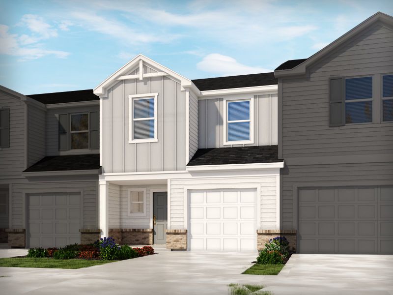 Representative exterior photo of a completed home built from the Topaz by Meritage Homes in Wexford Park Townes, Fountain Inn, SC (Image 2). Representative exterior photo of a completed home built from the Topaz by Meritage Homes in Wexford Park Townes, Fountain Inn, SC (Image 2).