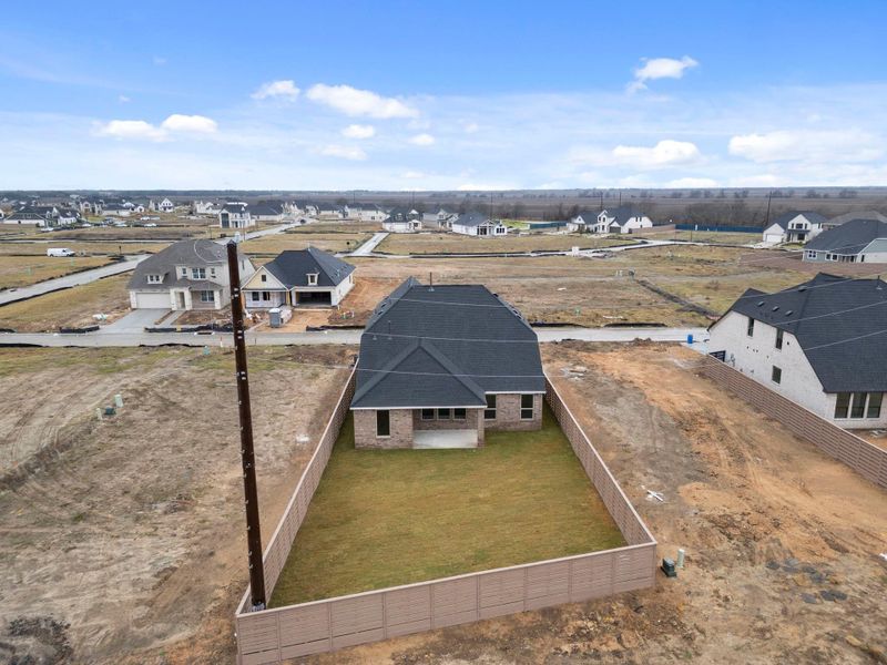 An ariel view of your back yard.