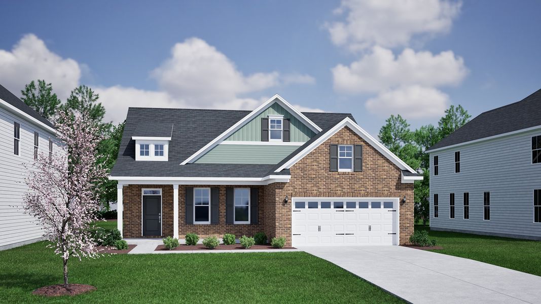 Representative exterior photo of a completed home built from the Cumberland - Vanguard Collection by Mungo Homes in Porter Ridge, Elgin, SC (Image 23).
