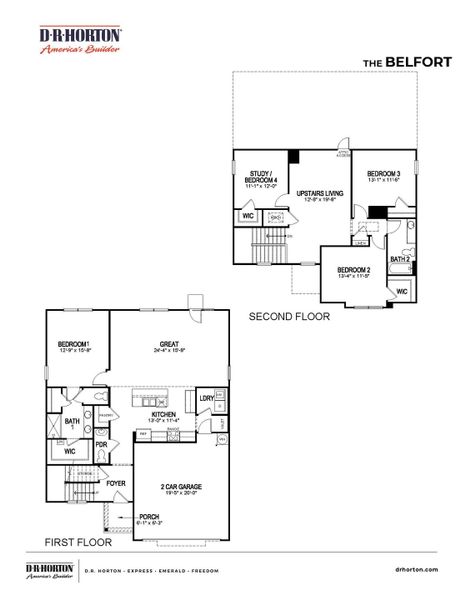 2D floor plan layout of this home in The Parks, White House, TN (Image 2).