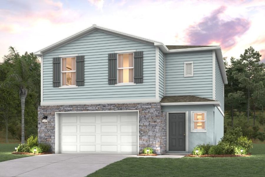 Representative exterior photo of a completed home built from the Mayfield II by Century Complete in The Cottages at Scenic Terrace, Haines City, FL (Image 1). Representative exterior photo of a completed home built from the Mayfield II by Century Complete in The Cottages at Scenic Terrace, Haines City, FL (Image 1).