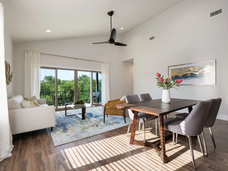 Representative furnished interior of a home built from the The Sunrise 50's by AHA Dream Homes, LLC in Whisper Valley, Manor (Image 7). Representative furnished interior of a home built from the The Sunrise 50's by AHA Dream Homes, LLC in Whisper Valley, Manor (Image 7).