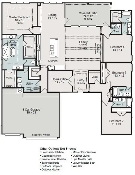 2D floor plan layout for the Lancaster by Sitterle Homes in Lakeview 100’s, Waller, TX (Image 3).