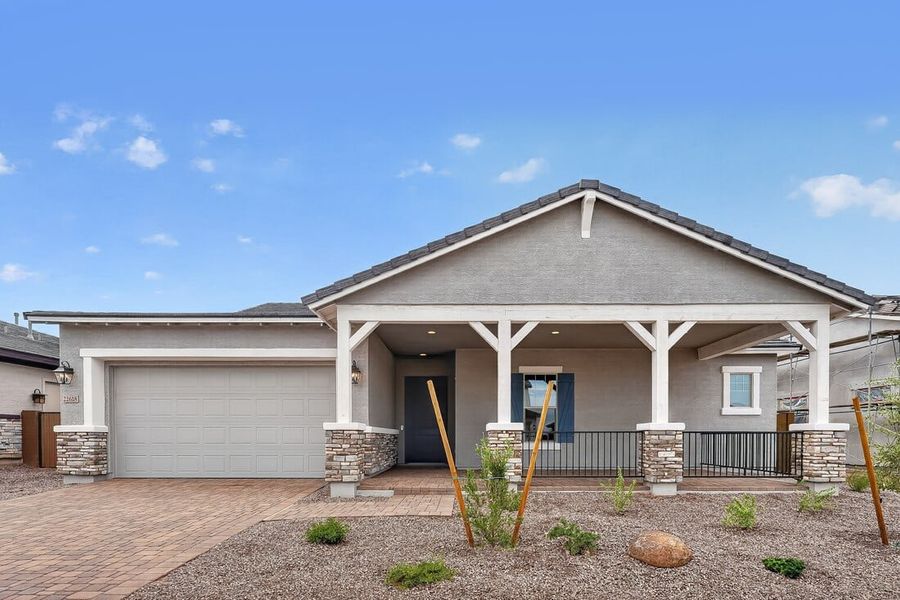 Representative exterior photo of a completed home built from the Ramsey by Taylor Morrison in Ellsworth Ranch, Queen Creek, AZ (Image 22). Representative exterior photo of a completed home built from the Ramsey by Taylor Morrison in Ellsworth Ranch, Queen Creek, AZ (Image 22).
