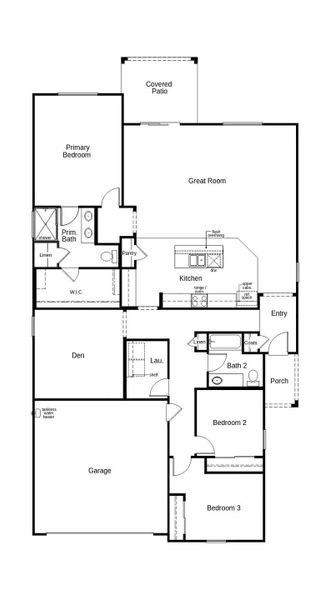 2D floor plan layout of this home in Entrada Del Pueblo at Rancho Sahuarita, Sahuarita, AZ (Image 2).
