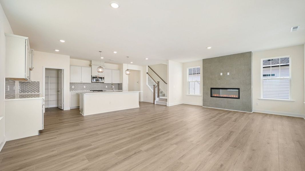 Representative furnished interior of a home built from the Juniper by DRB Homes in Sidney Creek Single Family, Zebulon (Image 3). Representative furnished interior of a home built from the Juniper by DRB Homes in Sidney Creek Single Family, Zebulon (Image 3).