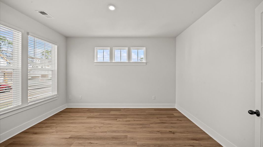 First-class home office behind elegant French doors—designed with high standards in mind