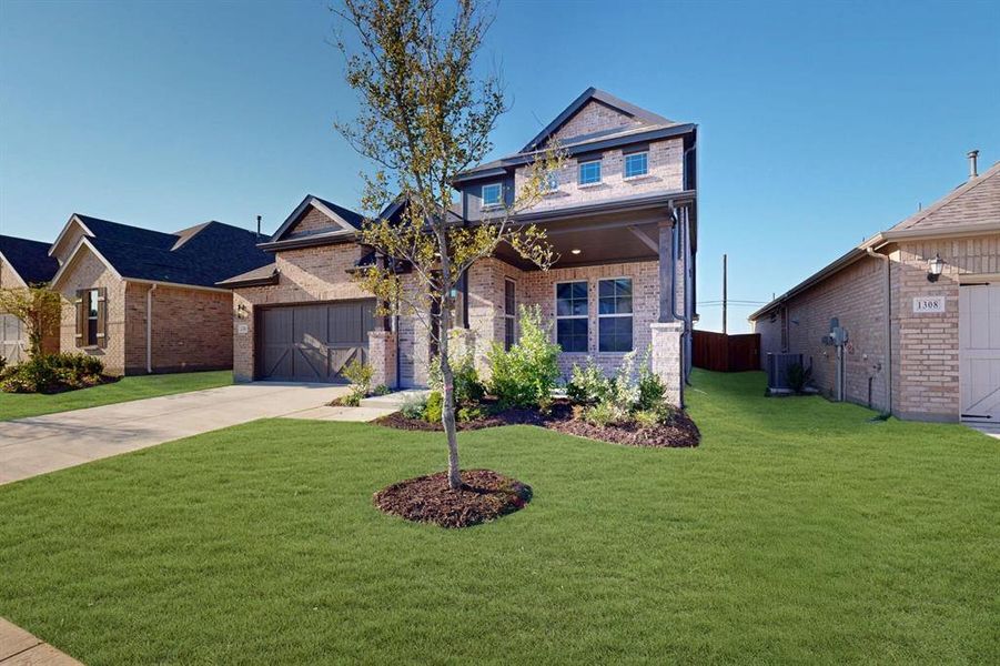 Front exterior of a new home in Lilyana, Celina, TX, highlighting curb appeal (Image 20). Front exterior of a new home in Lilyana, Celina, TX, highlighting curb appeal (Image 20).