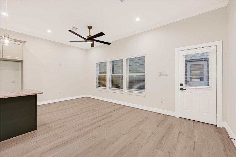 Open concept living area, LVP flooring