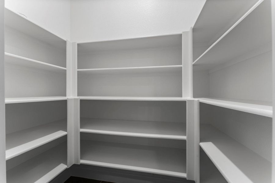 Large walk-in pantry with automatic light. Large walk-in pantry with automatic light.