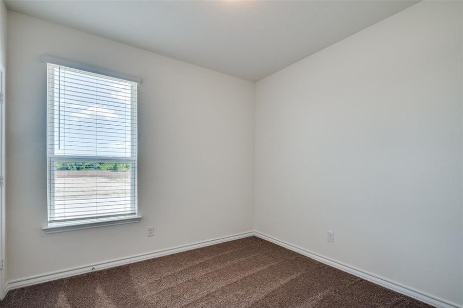 Spare room with dark carpet and baseboards Spare room with dark carpet and baseboards