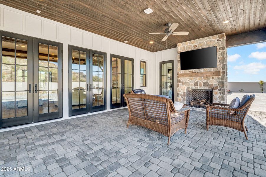 Backyard Patio with Stone Fireplace Backyard Patio with Stone Fireplace