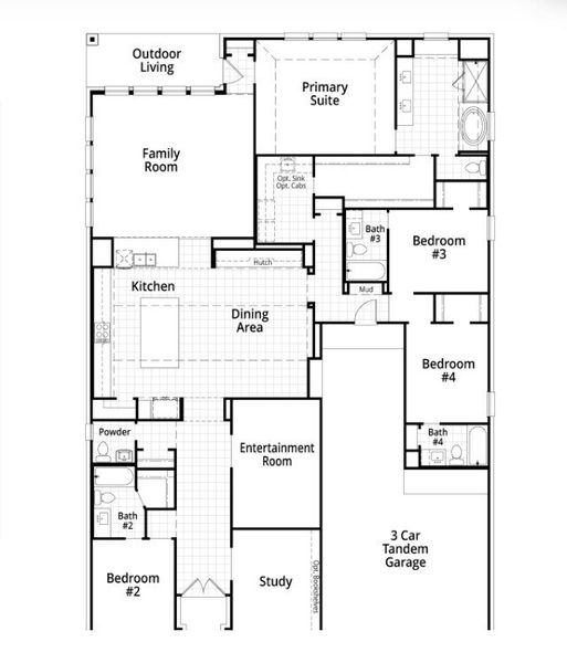 2D floor plan layout for the 218 by Highland Homes in Grange, Katy, TX (Image 5).