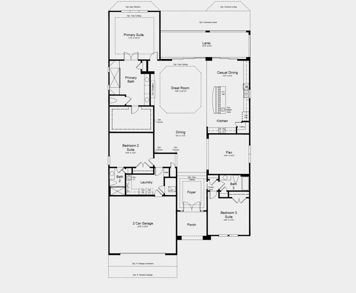 2D floor plan layout for the Pallazio by Taylor Morrison in Esplanade at St. Marys, St. Marys, GA (Image 4).