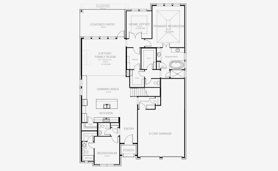 2D floor plan layout for the 3088W by Perry Homes in Juniper Springs 60', Lockhart, TX (Image 3). 2D floor plan layout for the 3088W by Perry Homes in Juniper Springs 60', Lockhart, TX (Image 3).