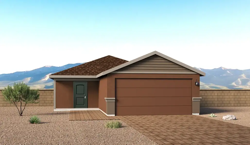 Representative exterior photo of a completed home built from the Ember - T30E by D.R. Horton in Red Rock Village, Red Rock, AZ (Image 2). Representative exterior photo of a completed home built from the Ember - T30E by D.R. Horton in Red Rock Village, Red Rock, AZ (Image 2).
