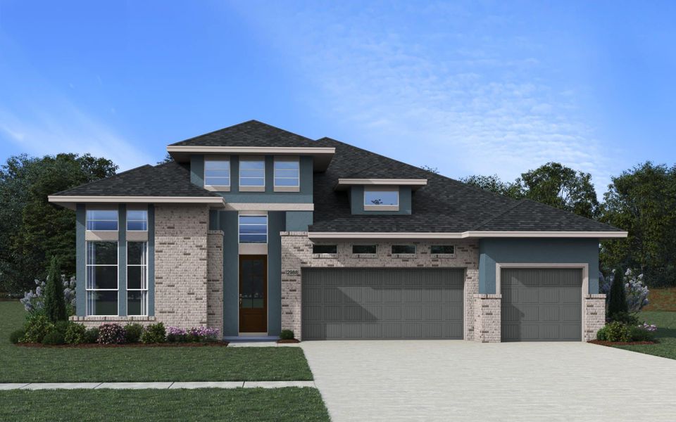 Representative exterior photo of a completed home built from the Sydney – 60′ Lot by Chesmar Homes in Lakes of Cane Island, Katy, TX (Image 22).