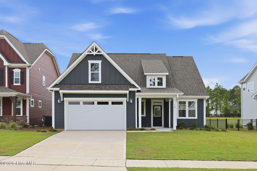 Front exterior of a new home in Legacy Lakes, Aberdeen, NC, highlighting curb appeal (Image 2).