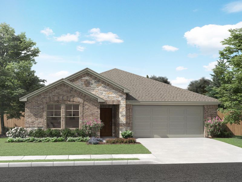 Front exterior of a new home in Legendary Trails - Classic Series, Cibolo, TX, highlighting curb appeal (Image 14).