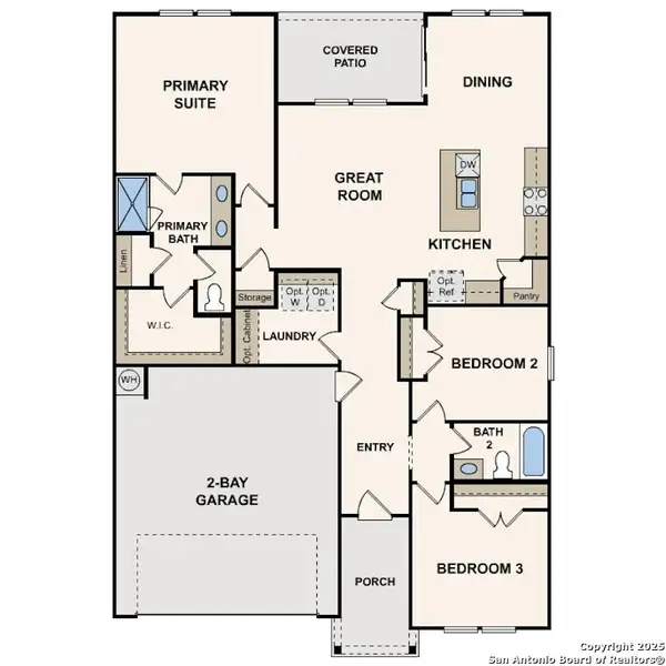 2D floor plan layout of this home in Cinco Lakes, San Antonio, TX (Image 2).
