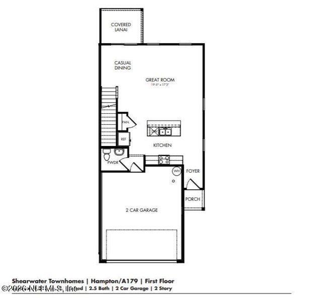 2D floor plan layout of this home in Parkside at Shearwater, St. Augustine, FL (Image 6).