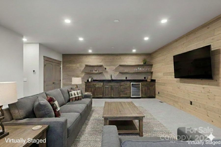 Room including wet bar is Virtually Staged