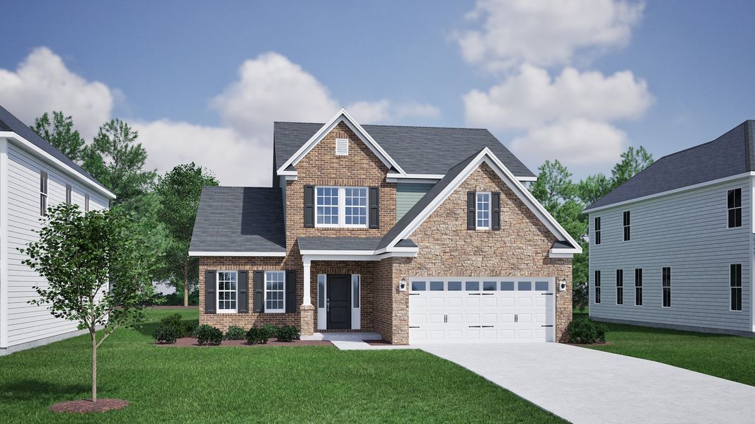 Representative exterior photo of a completed home built from the Nantahala II - Vanguard Collection by Mungo Homes in Scotts Hill Village, Wilmington, NC (Image 27).