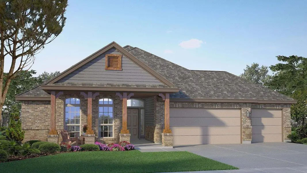 A welcoming brick facade with a charming covered entry and well-kept landscaping. A welcoming brick facade with a charming covered entry and well-kept landscaping.
