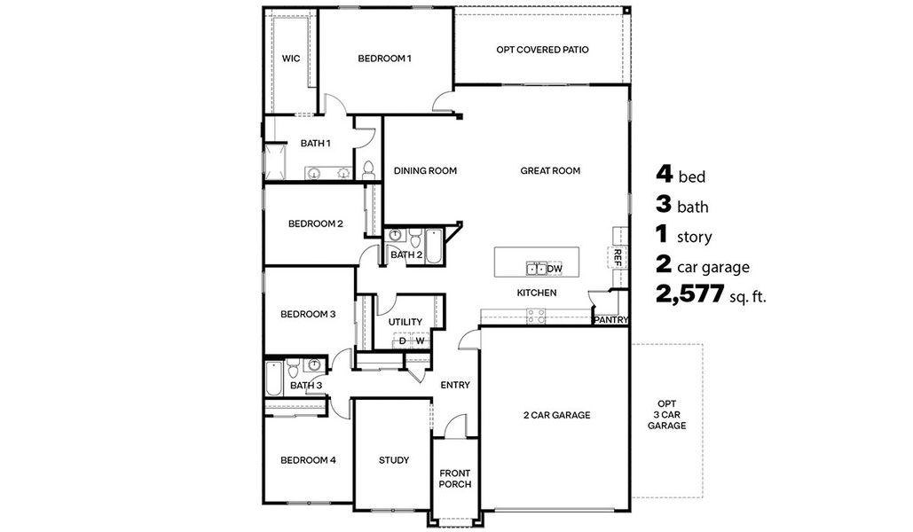 2D floor plan layout of this home in Sycamore Vista, Vail, AZ (Image 2).