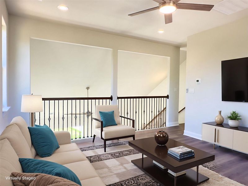 Loft featuring ceiling fan, LVP floors, and recessed lighting Loft featuring ceiling fan, LVP floors, and recessed lighting