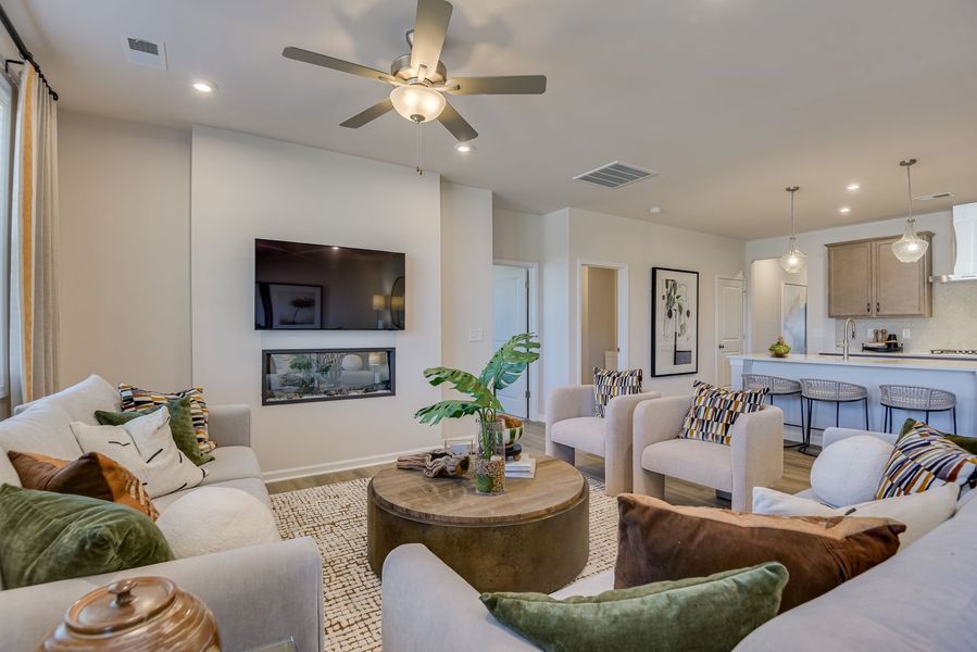 Furnished interior view inside a new home in The Beacon at Old Peachtree Single Family Homes, Lawrenceville (Image 201).