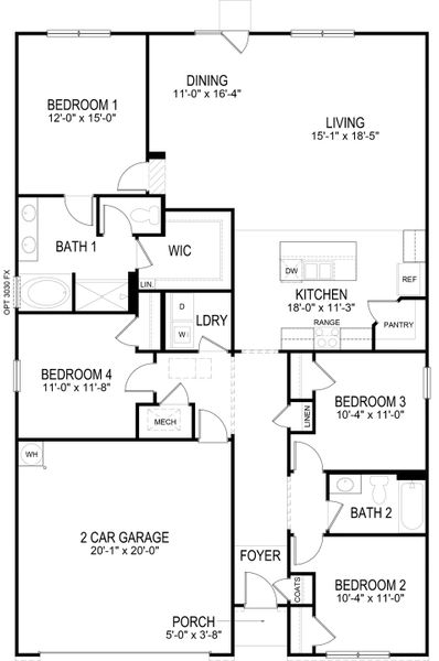 2D floor plan layout for the CALI by D.R. Horton in Oconee Overlook, Gainesville, GA (Image 3). 2D floor plan layout for the CALI by D.R. Horton in Oconee Overlook, Gainesville, GA (Image 3).