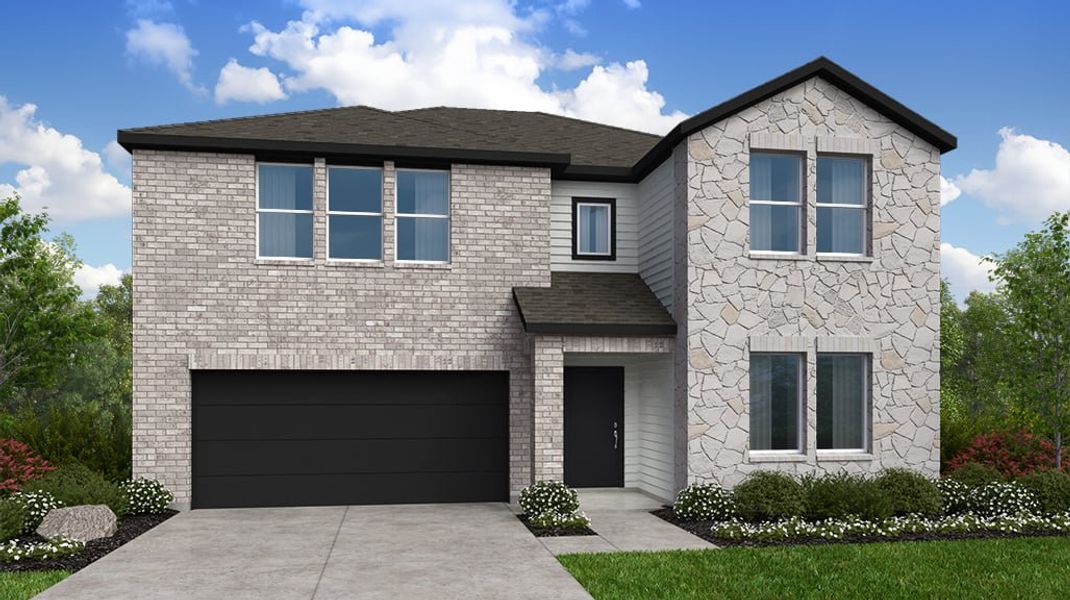 Representative exterior photo of a completed home built from the Wren by Taylor Morrison in Emory Crossing 50s, Hutto, TX (Image 18).