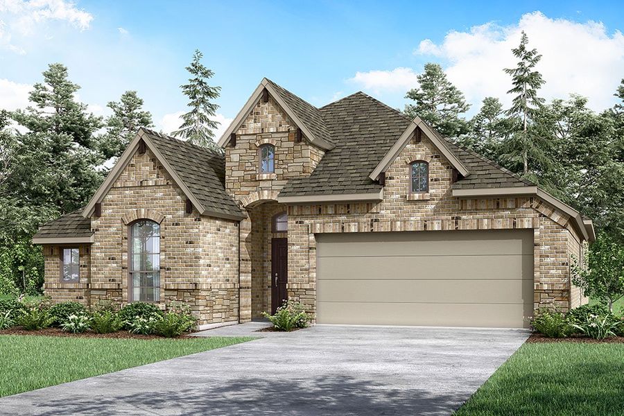 Front exterior of a new home in Clearview Ranch, Royse City, TX, highlighting curb appeal (Image 1). Front exterior of a new home in Clearview Ranch, Royse City, TX, highlighting curb appeal (Image 1).