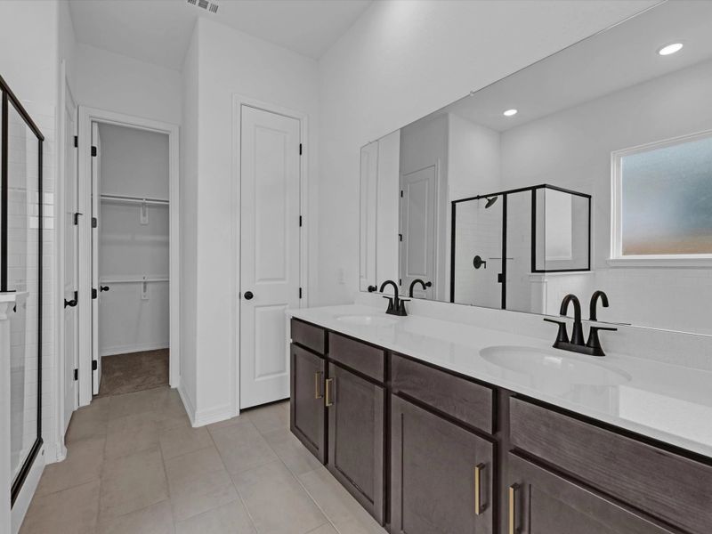 Primary bathroom. Sample product photo. Actual exterior and interior selections may vary by homesite. Photo may be virtually staged. Primary bathroom. Sample product photo. Actual exterior and interior selections may vary by homesite. Photo may be virtually staged.